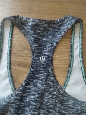 lululemon athletica Gray Space-Dye Racerback Tank with Mint Trim
